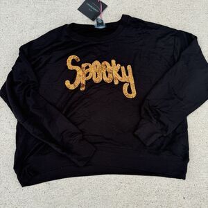 Cynthia Rowley Sweatshirt‎ Womens Black Spooky Sequin Halloween NWT Medium
